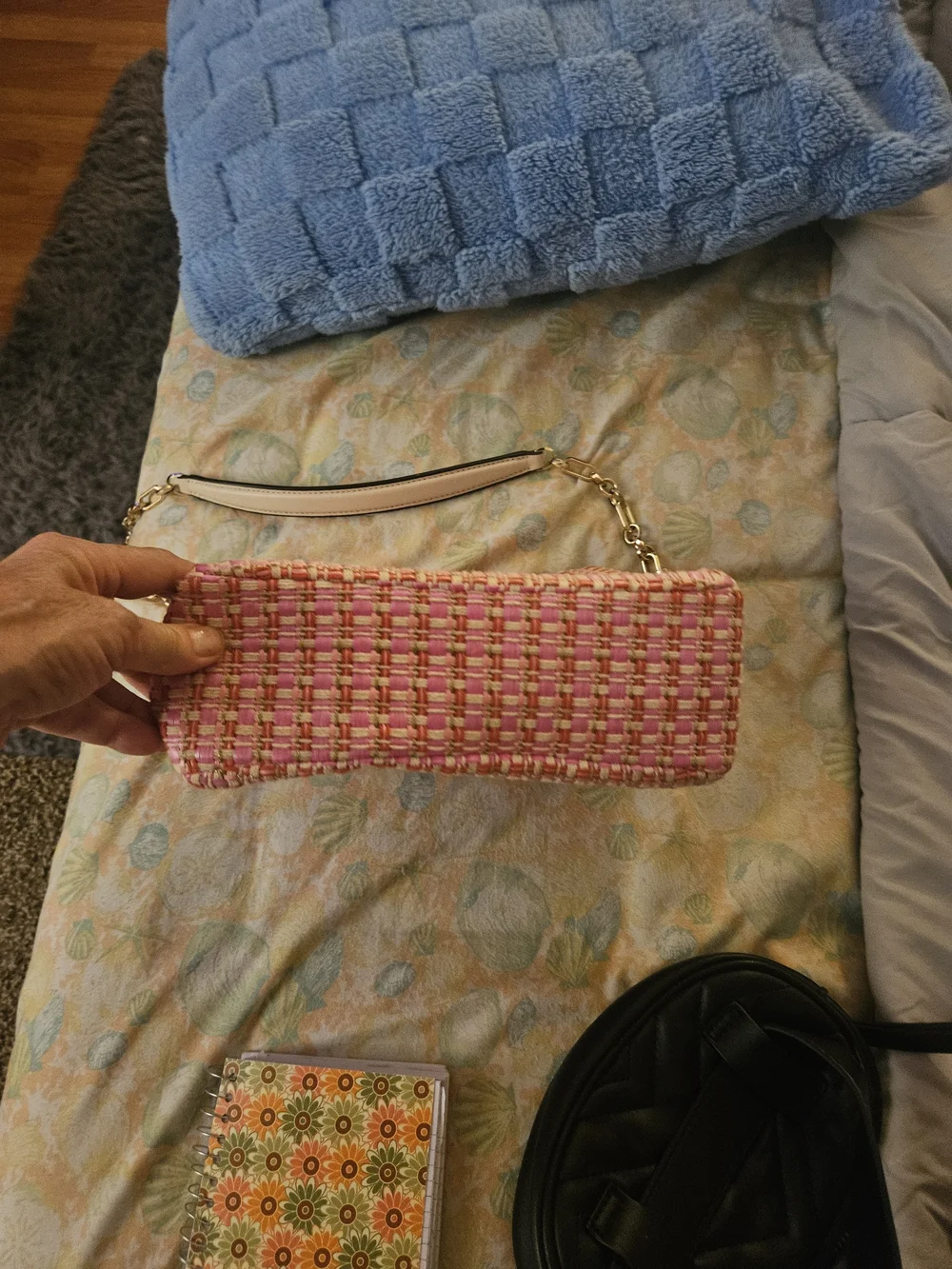 kate spade Pink Multicolor Tweed Chain Shoulder Bag with Gold Hardware